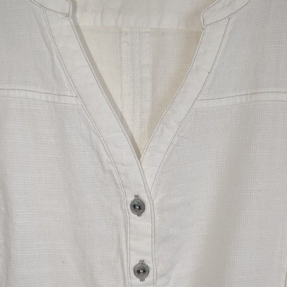 Royal Robbin’s White V-Neck Roll Sleeve Drawstring Waist Dress - Medium - Picture 4 of 13